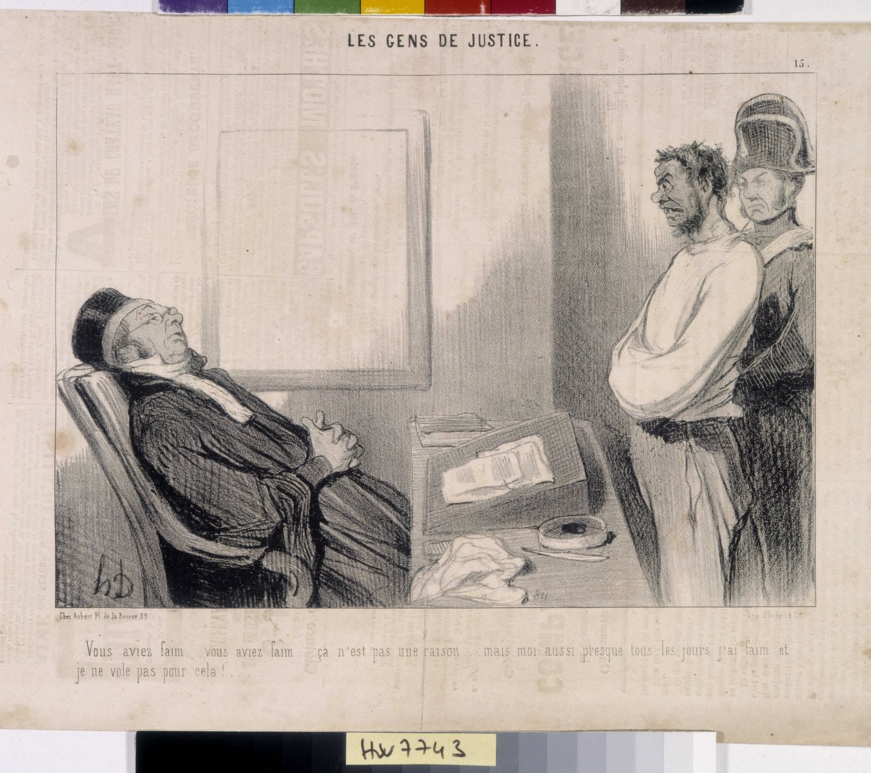 Az igazságszolgáltatás emberei. Honore Daumier (1808-1879) rajzfilmje, 37,5x28. Kivonat a Le”” Charivari” című újságból, Musee des Beaux Arts, Palais Longchamp, Marseille. alkotó: Honoré Daumier