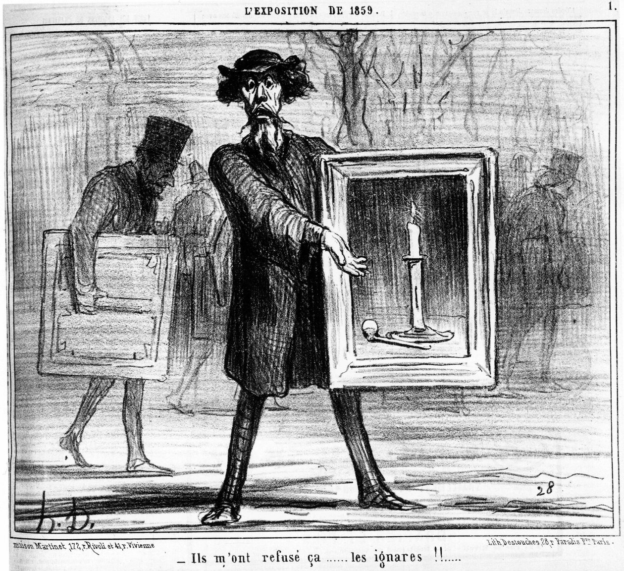 Megtagadtak tőlem... a tudatlanokat!!... , Honore Daumier (1808-1879) rajzfilmsorozatából, a Paintings and Salons-ból. "Macskazene" alkotó: Honoré Daumier