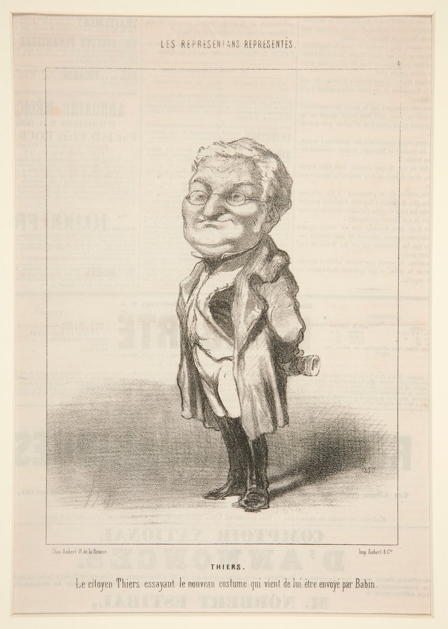 Thiers: Thiers polgár, aki felpróbálja az új jelmezt, amit most küldött neki Bavin alkotó: Honoré Daumier