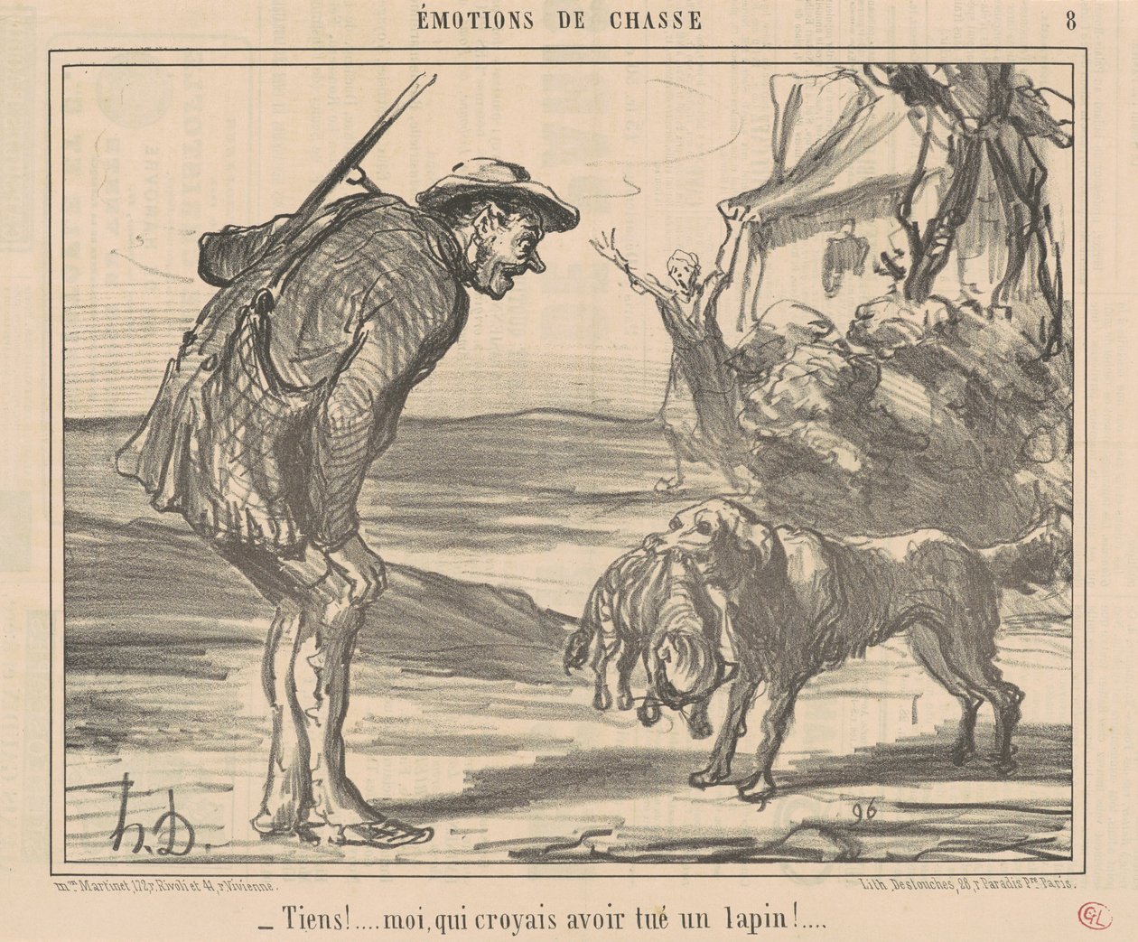 Itt! Azt hittem, megöltem egy nyulat! ... alkotó: Honoré Daumier