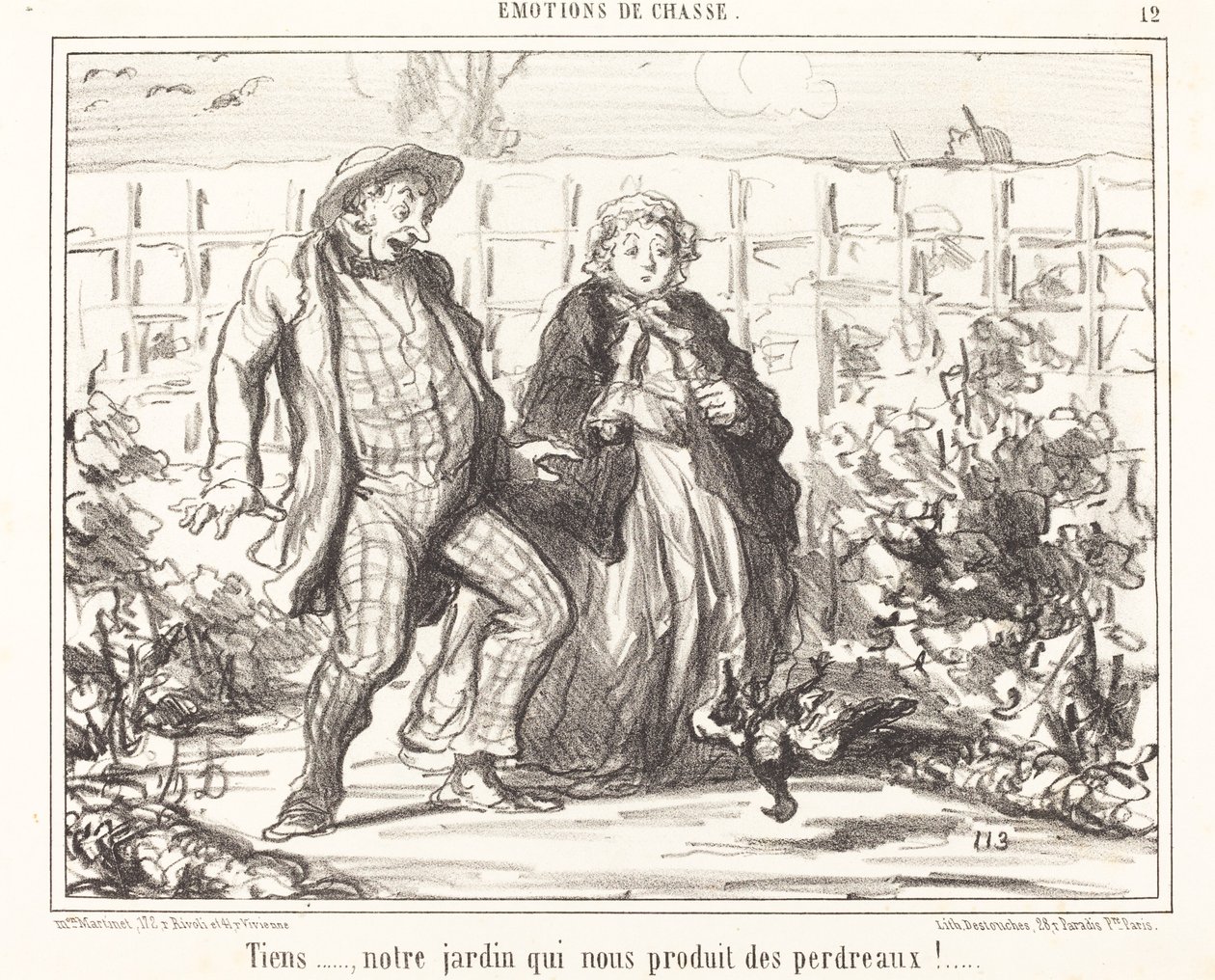 Itt... kertünkben... fogolyt termel!... alkotó: Honoré Daumier