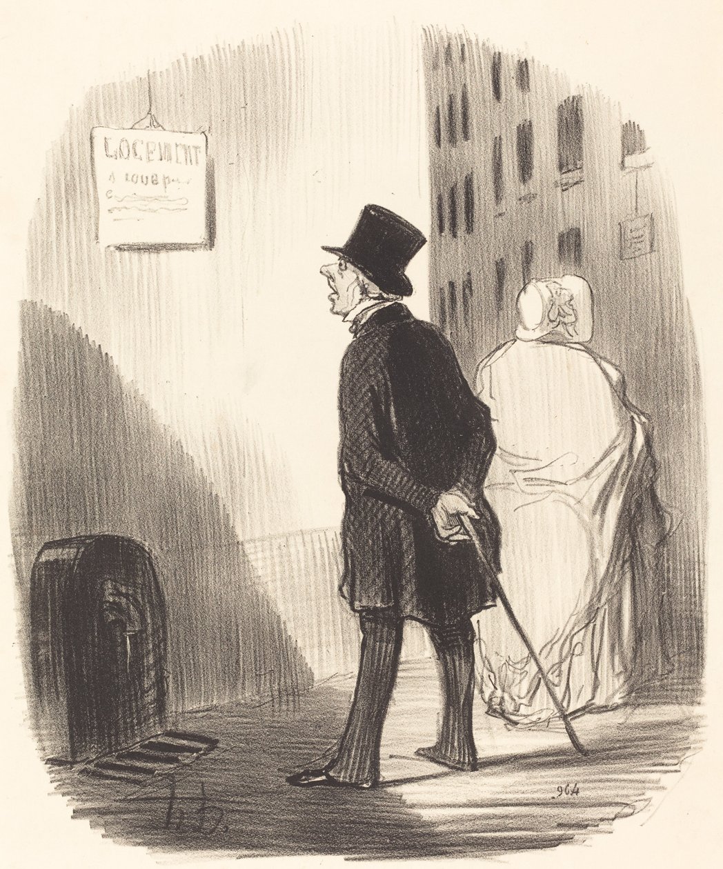 Itt a jele annak, hogy a feleségem meghalt... alkotó: Honoré Daumier