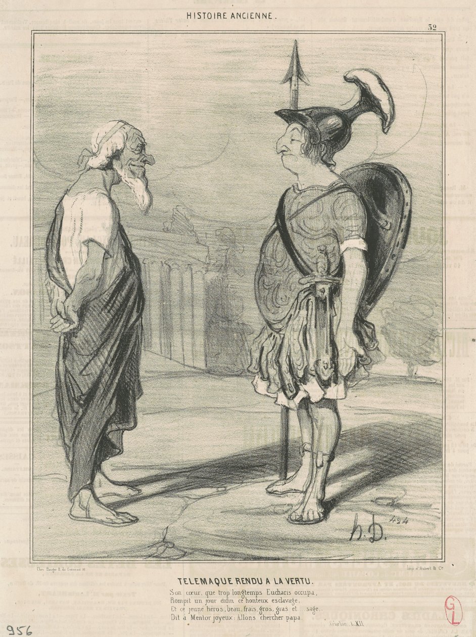 Telemachus helyreállította az erényt alkotó: Honoré Daumier