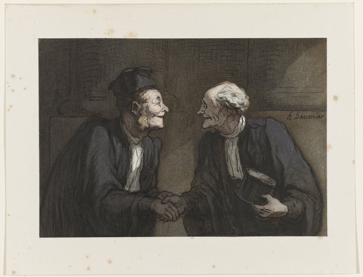 Két ügyvéd kezet ráz, 1840 körül alkotó: Honoré Daumier