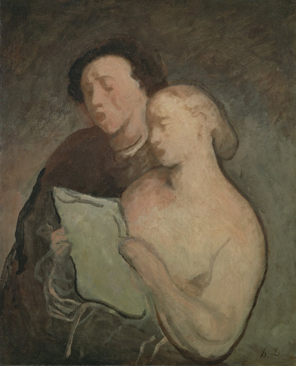 Két énekes, 1850-60 körül alkotó: Honoré Daumier