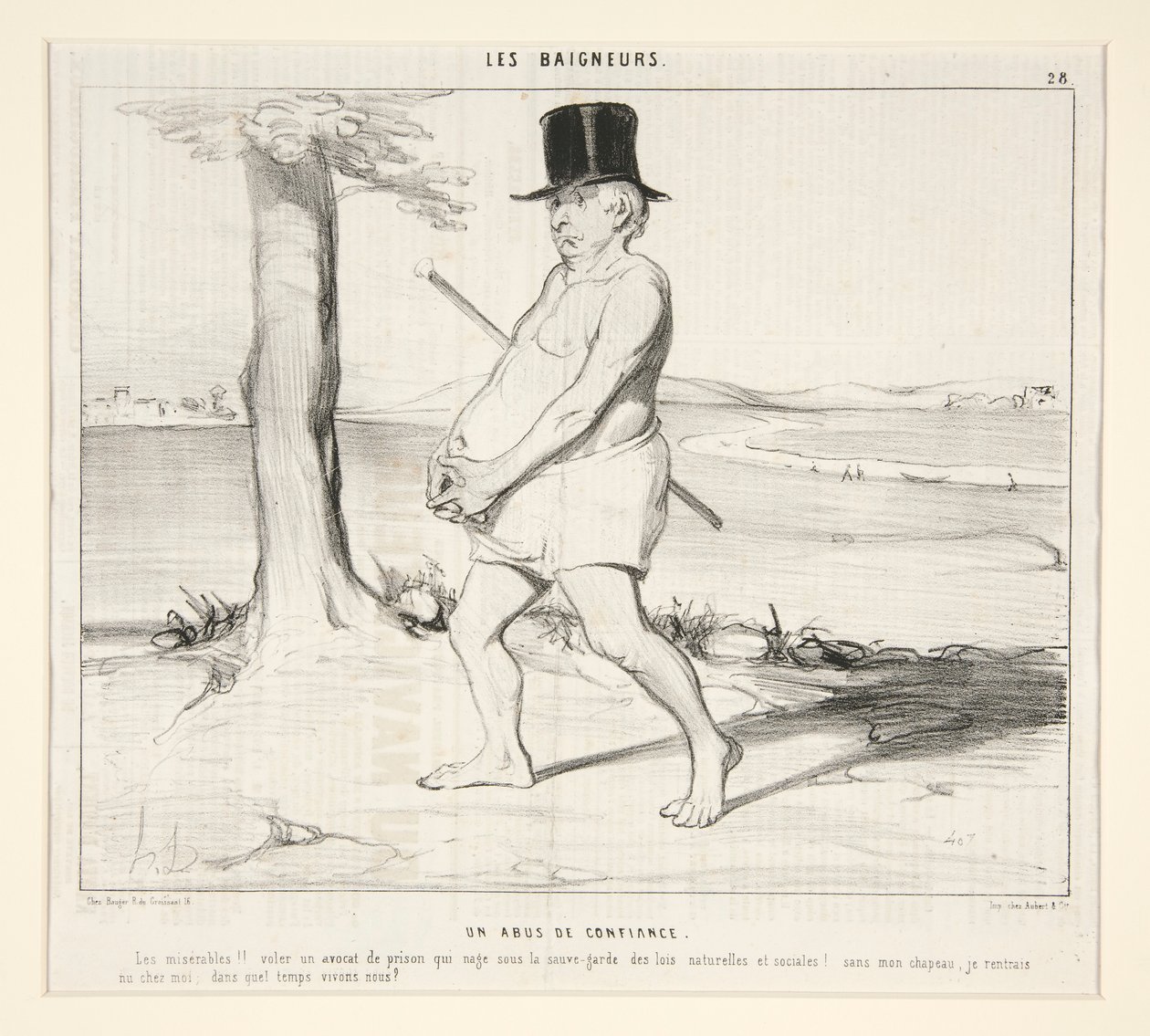 A bizalom megsértése. Nyomorult!! raboljanak ki a börtönből egy ügyvédet, aki a természeti és társadalmi törvények védelme alatt úszik! alkotó: Honoré Daumier