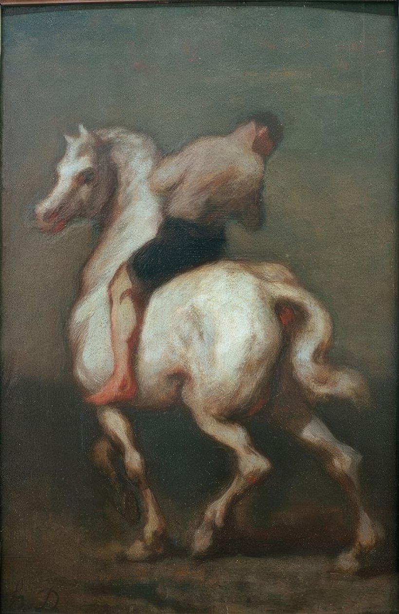 Egy férfi fehér lovon alkotó: Honoré Daumier