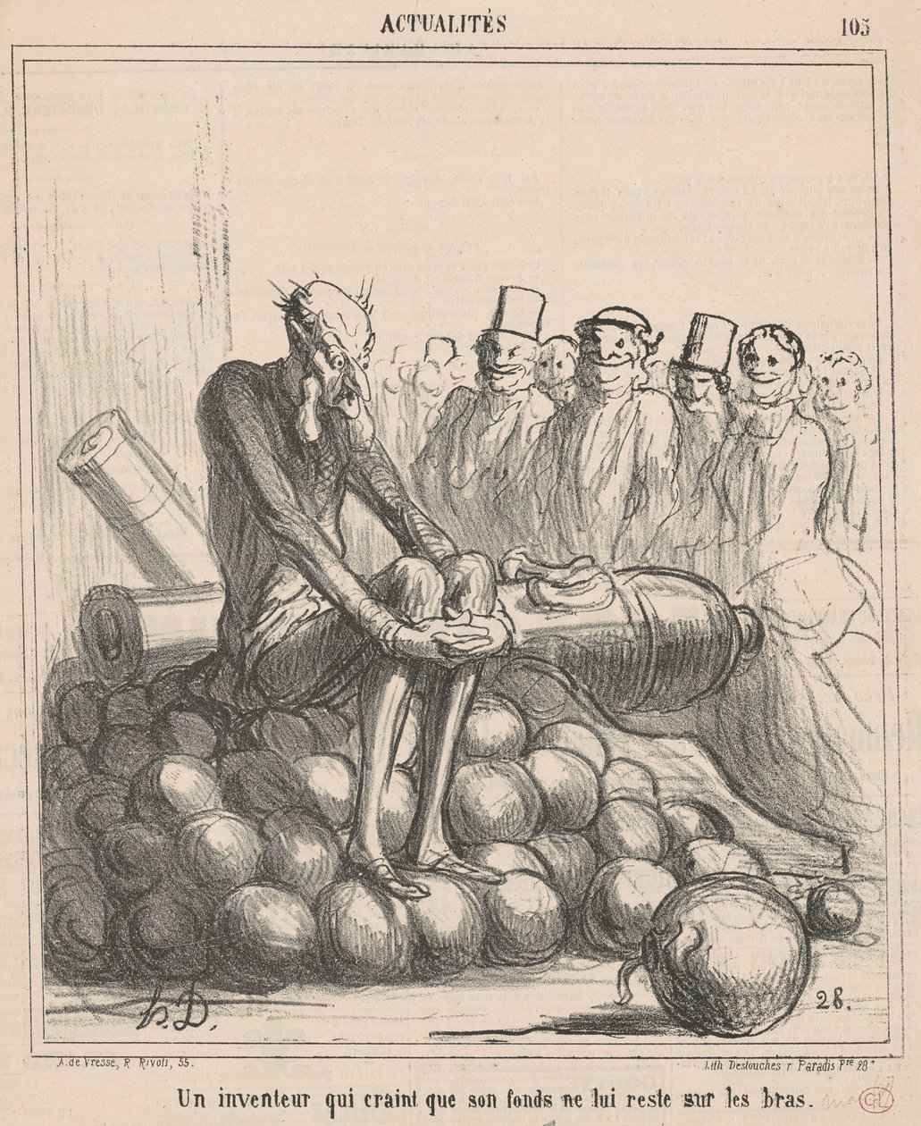 Egy feltaláló, aki attól tart, hogy az alapja megmarad... alkotó: Honoré Daumier