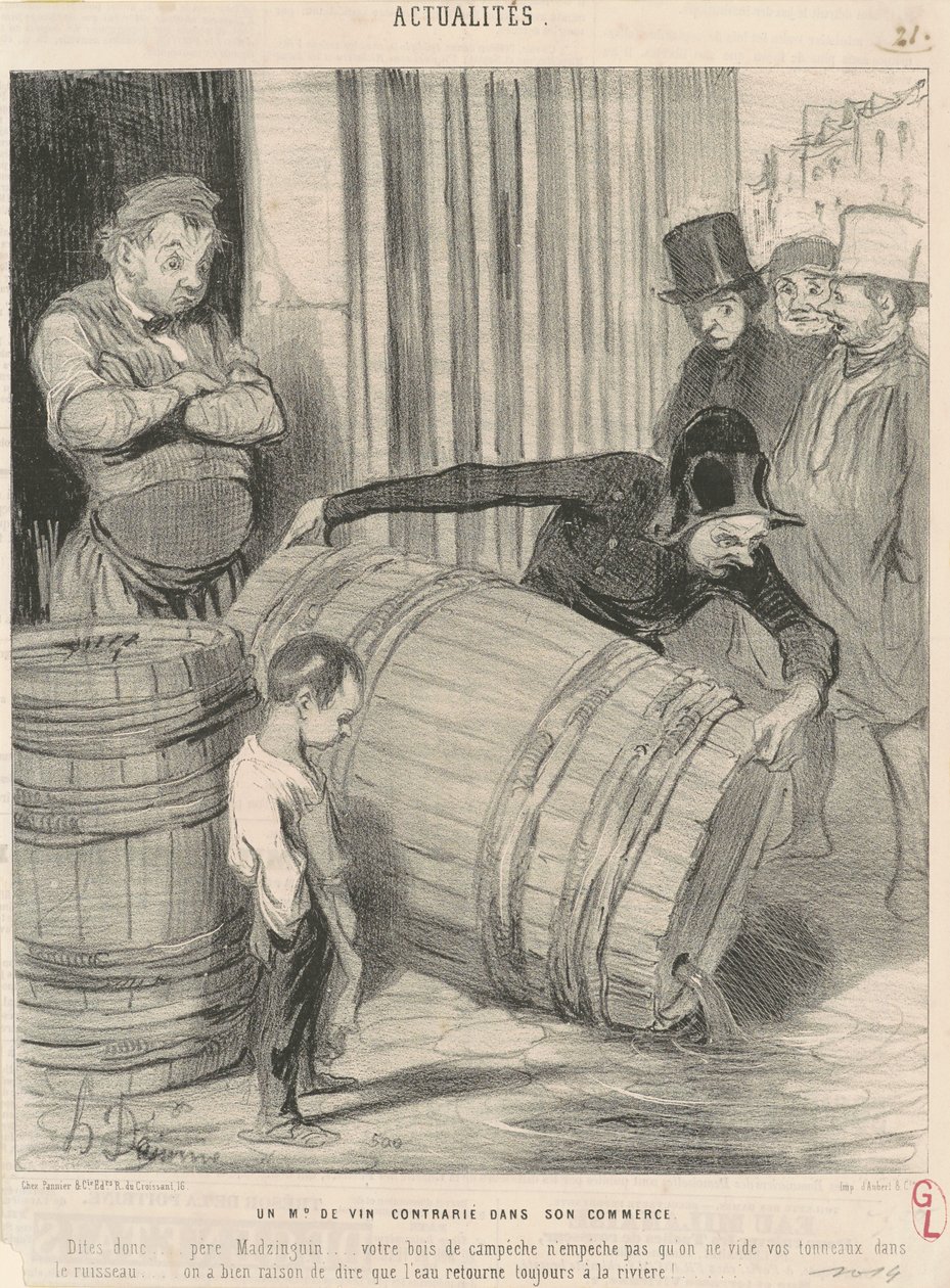 Egy borkereskedő feldúlt üzletében alkotó: Honoré Daumier
