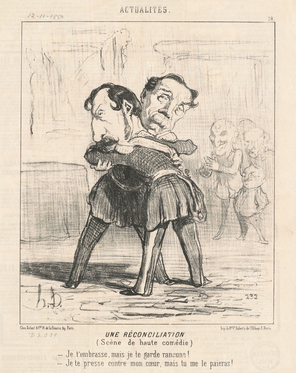 Egy megbékélés, a nagy komédia jelenete... alkotó: Honoré Daumier