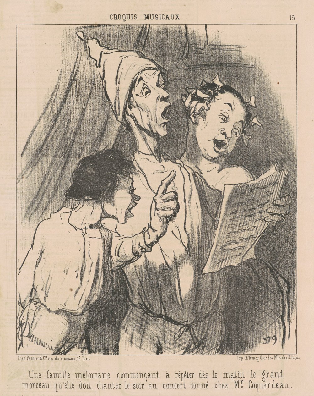 Egy zeneszerető család... alkotó: Honoré Daumier