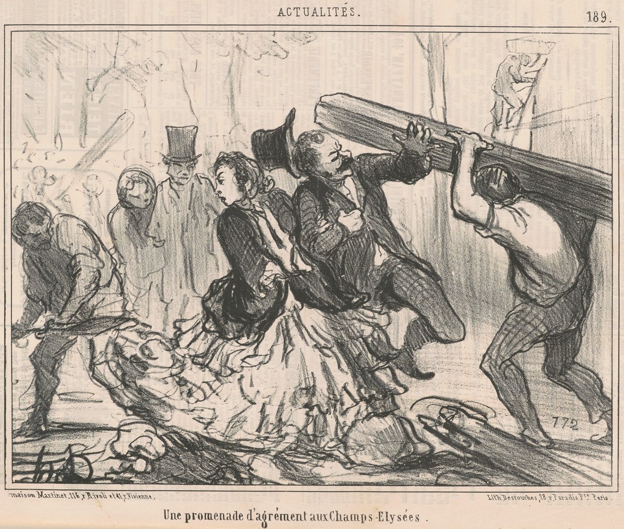 Élvezetes séta a Champs-Elysées-n alkotó: Honoré Daumier