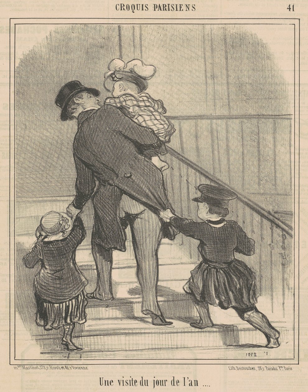 Újévi látogatás alkotó: Honoré Daumier