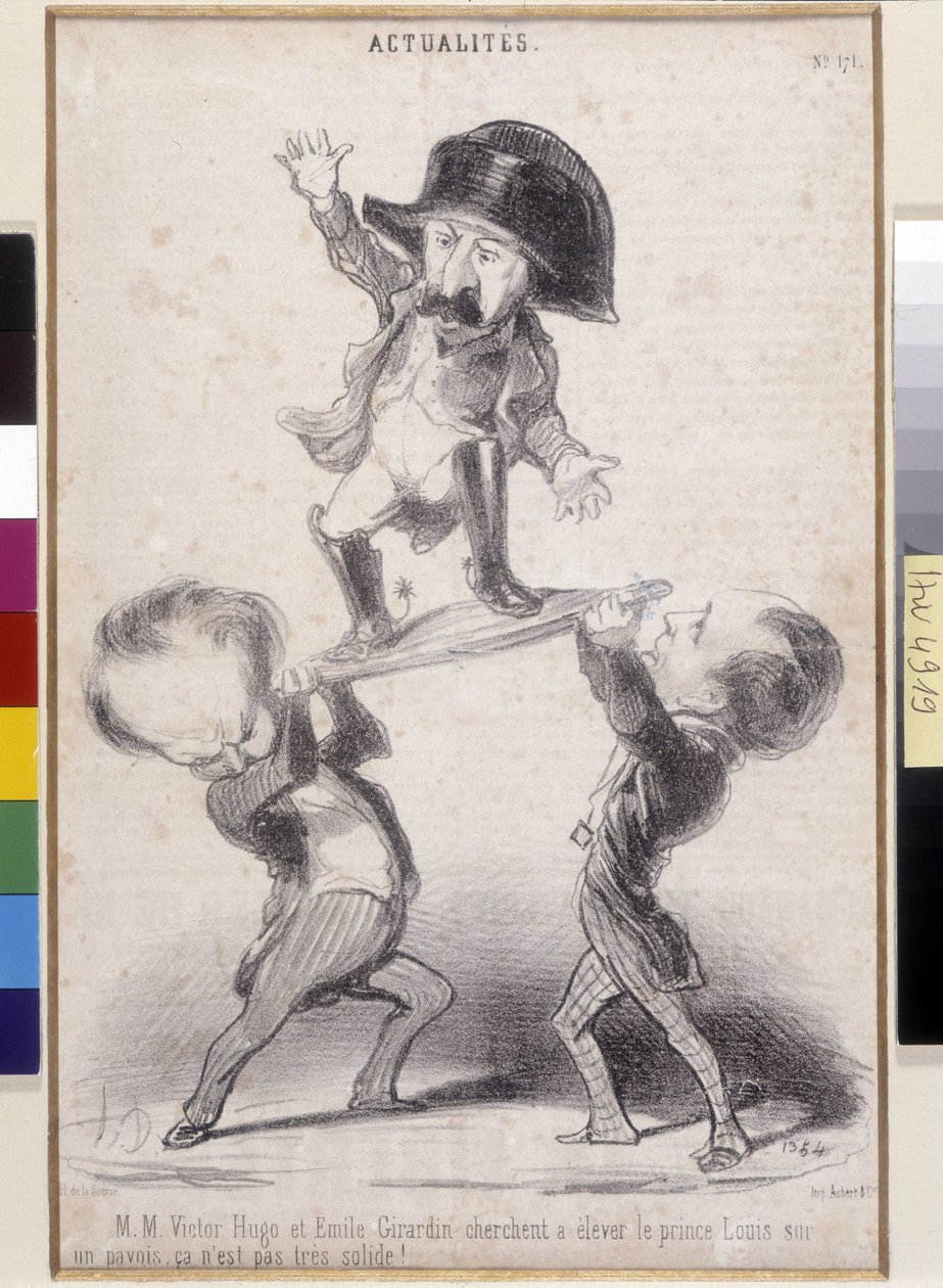 Victor Hugo és Emile de Girardin támogatják Bonaparte Napóleon jelöltségét. Honore Daumier (1808-1879) rajzfilmje a „Le Charivari”-ban jelent meg. Victor Hugo Irodalmi Háza, Bievres (30,3x20 cm-ben) alkotó: Honoré Daumier