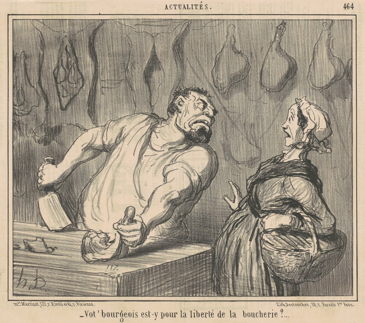 Ott van a burzsoája a mészárlástól való megszabadulásért? alkotó: Honoré Daumier