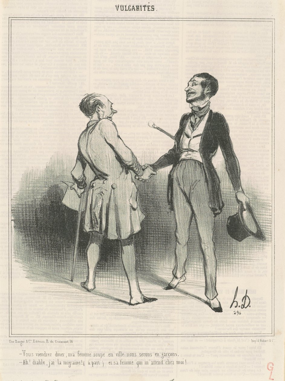 Eljössz vacsorázni, a feleségem a városban vacsorázik... alkotó: Honoré Daumier