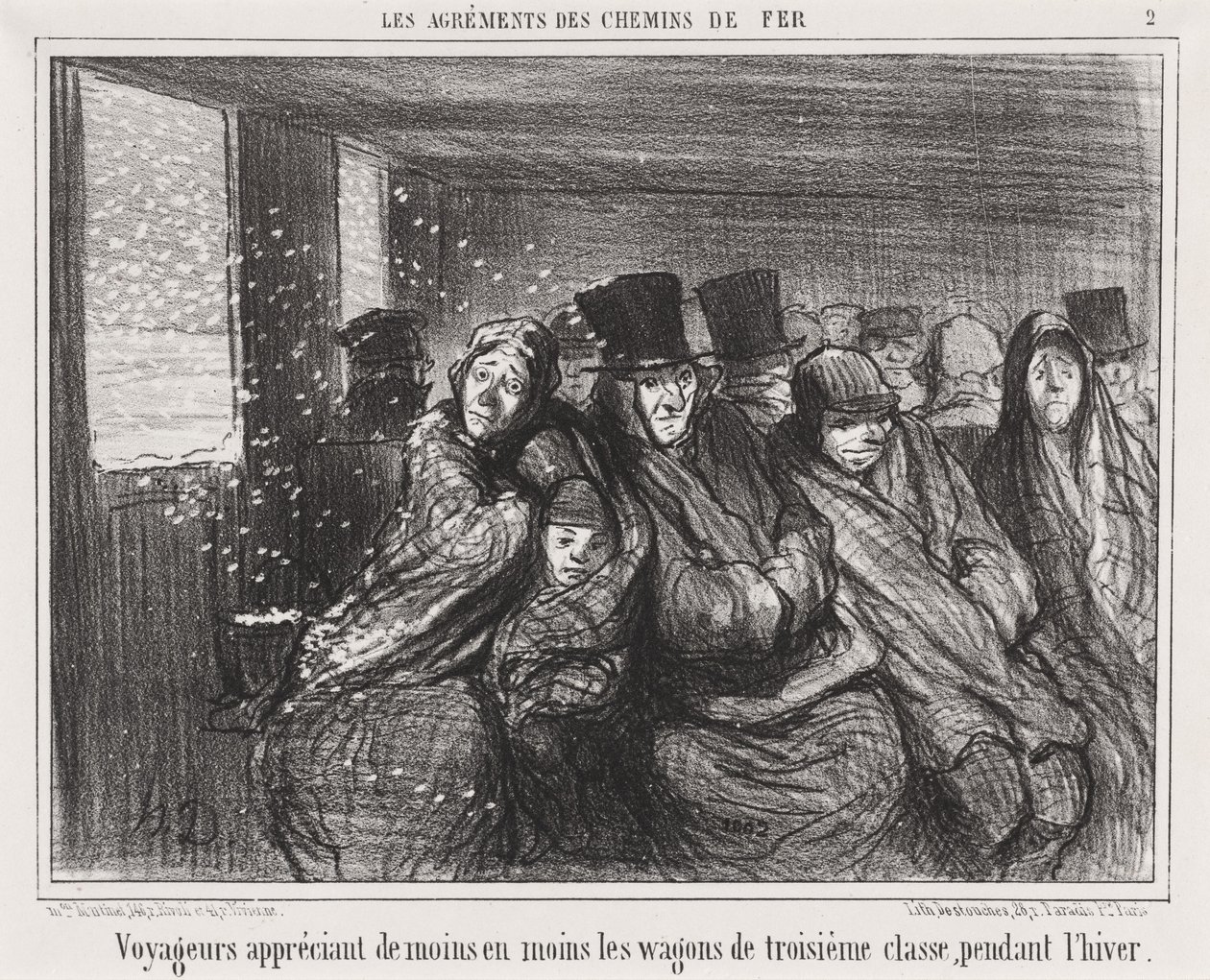 Az utazók egyre kevésbé szeretik a harmadosztályú kocsikat... alkotó: Honoré Daumier