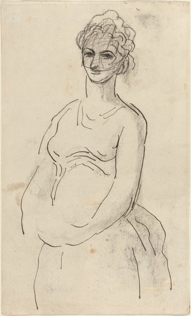 Nő fátyollal alkotó: Honoré Daumier