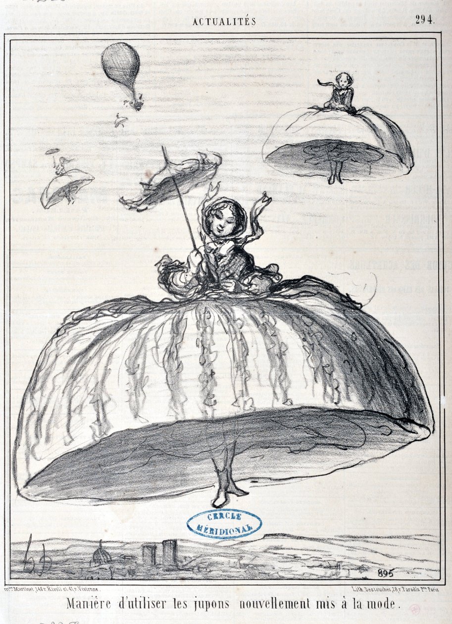 illusztráció a Serie Actualites számára "az újonnan divatba hozott alsószoknyák használatának módja" alkotó: Honoré Daumier