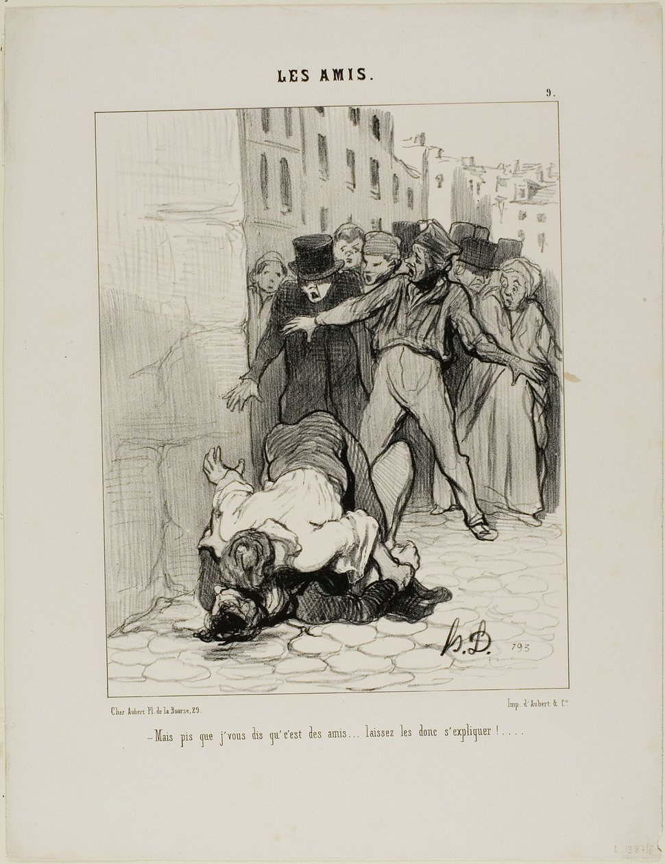 "- De én mondom neked, ők barátok.... ők csak kifejezik magukat egymásnak", 9. tábla a Les Amis-ból. alkotó: Honoré Victorin Daumier