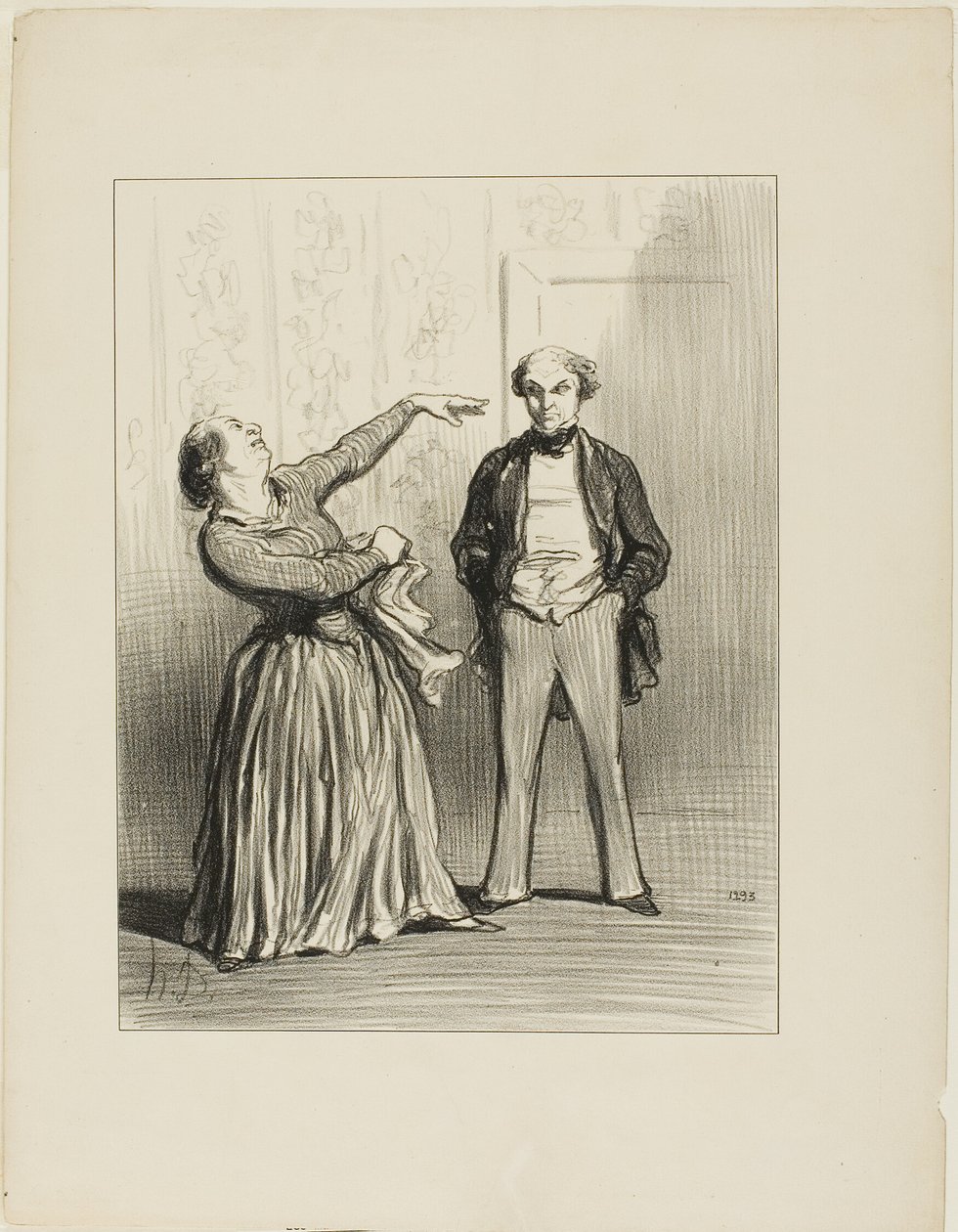 "- A férjek tényleg nem olyanok, mint amilyennek a hiú emberek szeretik hinni!", 3. tábla a Les Divorceuses-ból. alkotó: Honoré Victorin Daumier