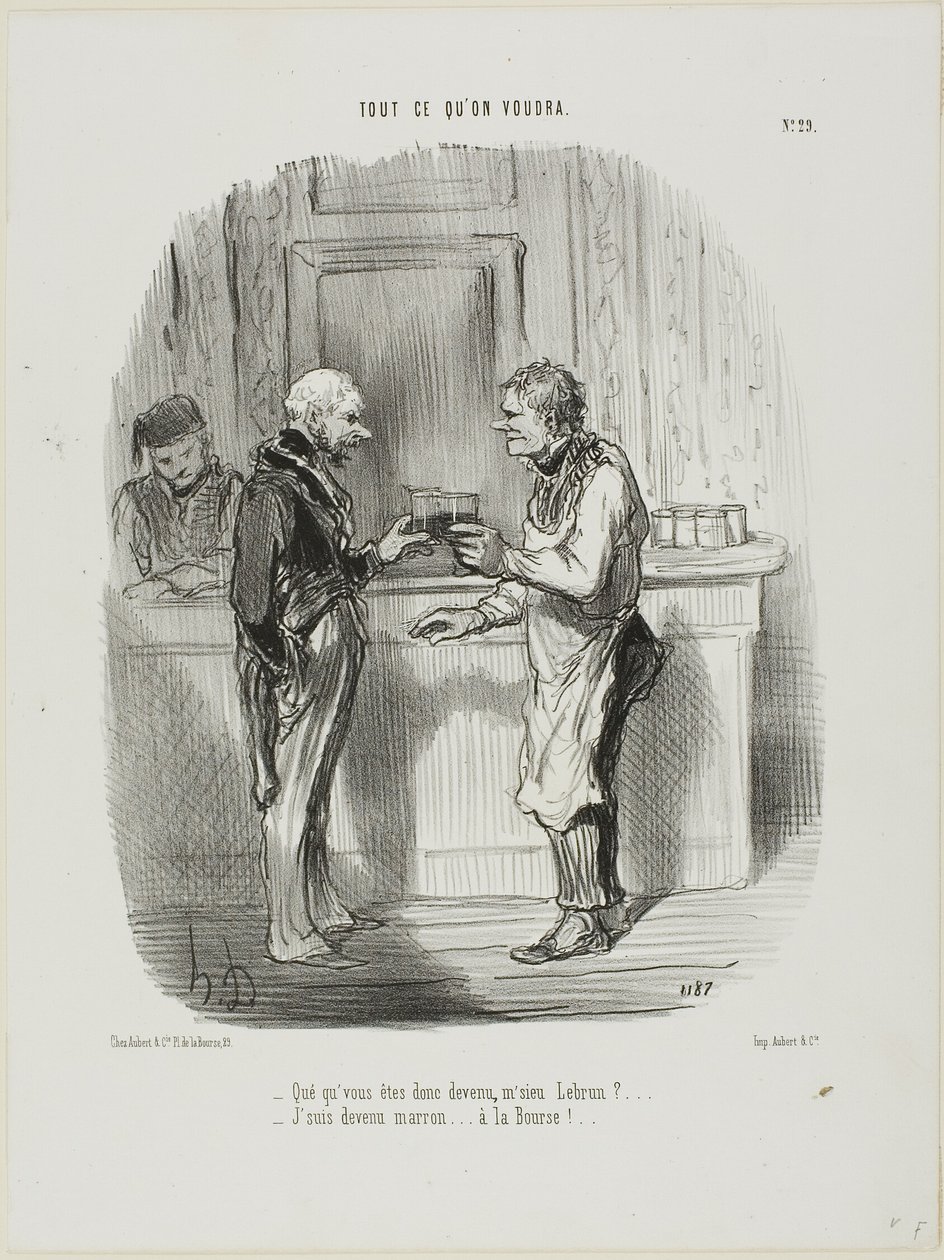 "- Mi lett magával, Mr. Brown - Engedély nélküli bróker lettem a tőzsdén...", 29. tábla a Tout Ce Qu