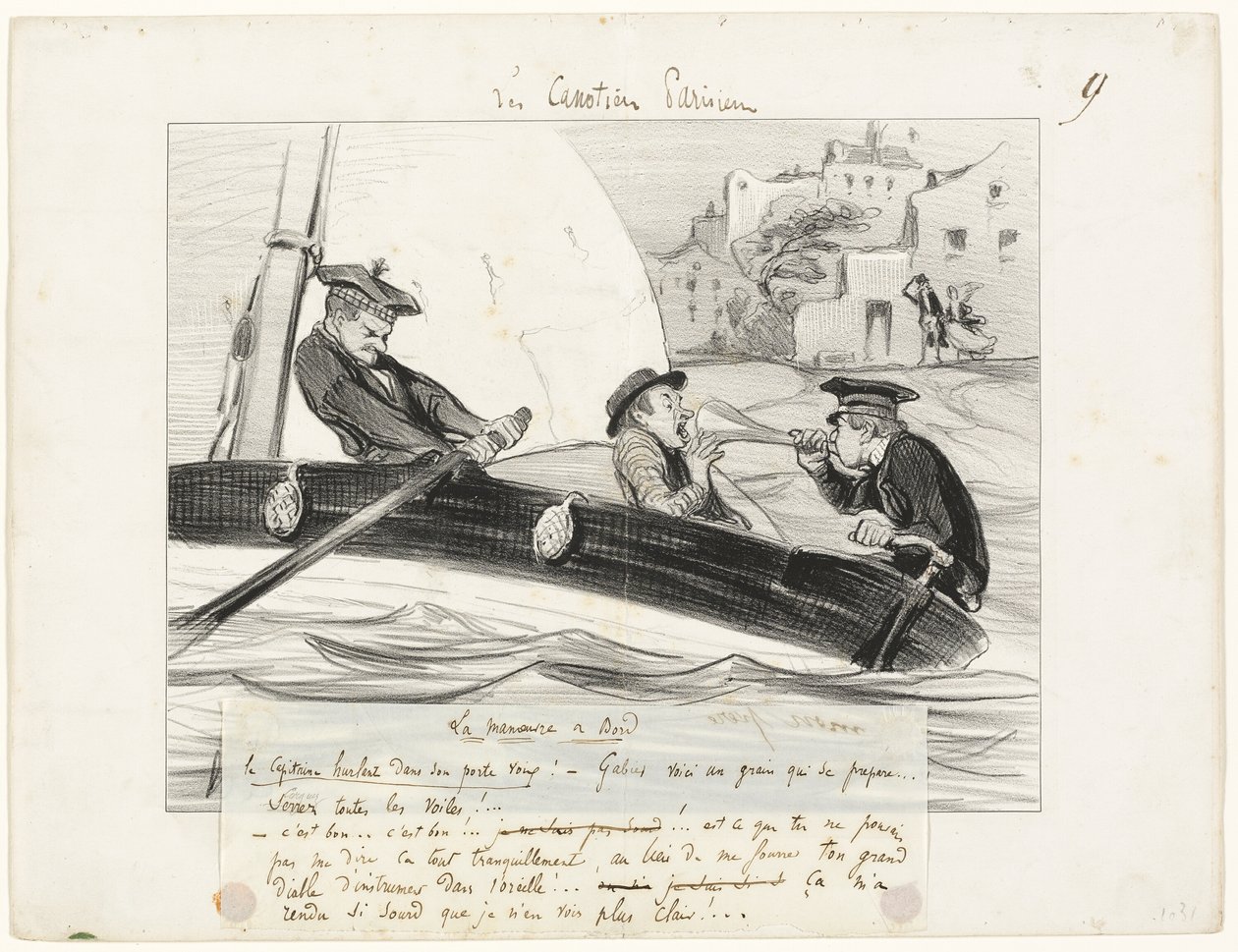 Egy hajó manőver, kilencedik lemez a Les Canotiers Parisiensből alkotó: Honoré Victorin Daumier