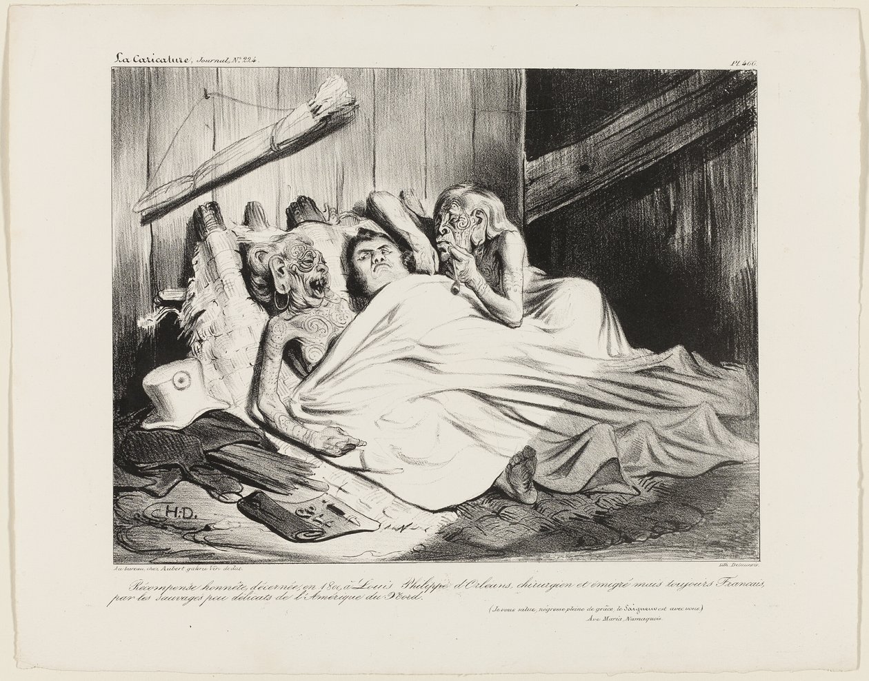 Egy tisztességes jutalom, amelyet Észak-Amerika nem prűd vademberei 1800-ban nyújtottak át Louis-Philippe of Orléansnak, a sebésznek és a külföldre szakadt, de még mindig francia Louis-Philippe-nek. (Üdvözöllek, kegyes Fekete Hölgy, az Úr van veled.) Egy n alkotó: Honoré Victorin Daumier