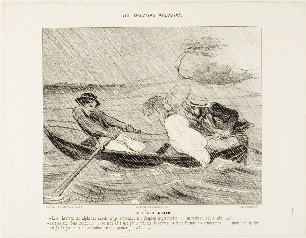 A Light Squall (Un leger grain), plate 8 from The Parisian Boaters (Les canotiers Parisiens) alkotó: Honoré Victorin Daumier