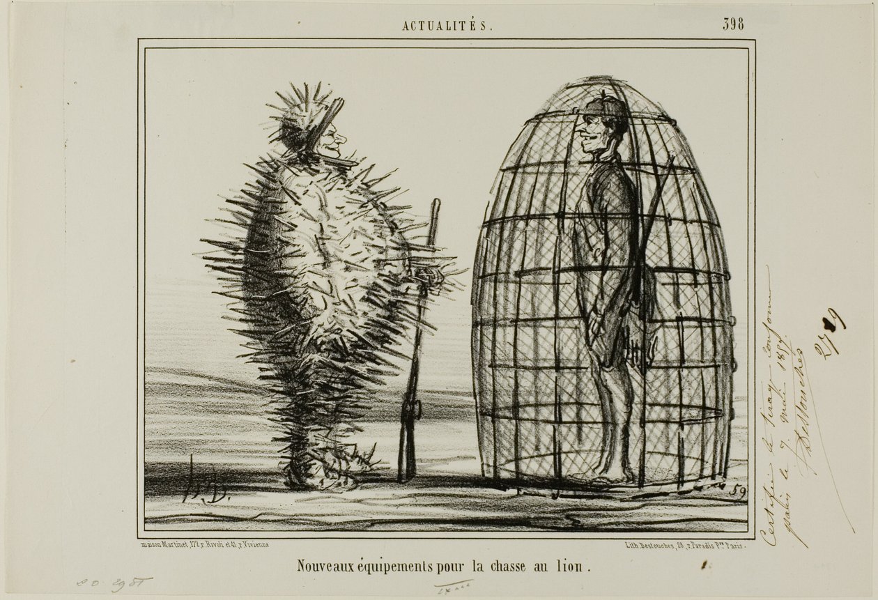 Új öltözék az oroszlánvadászathoz, 395. tányér az Actualitésből alkotó: Honoré Victorin Daumier