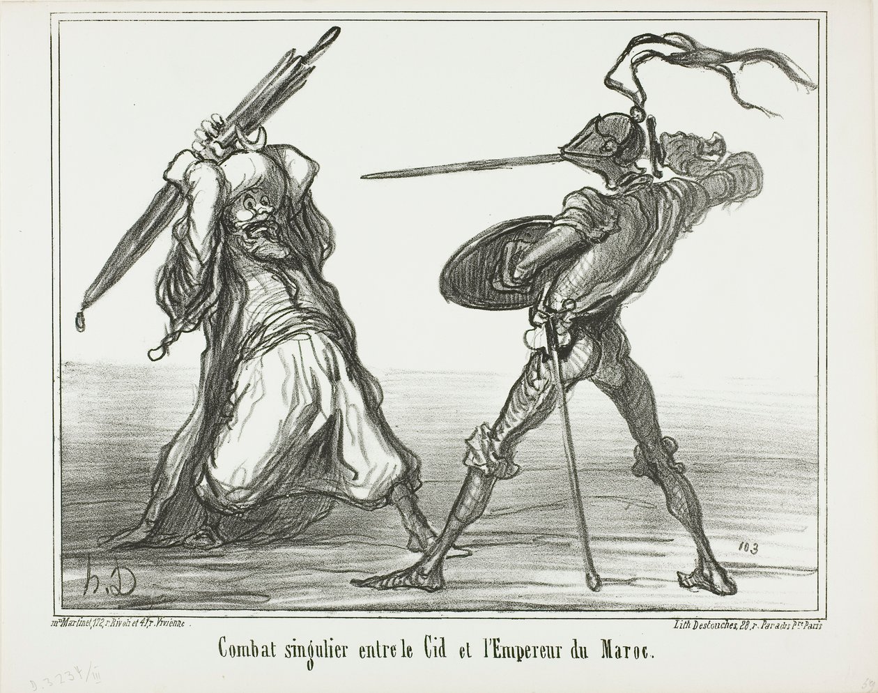 Egy szokatlan csata El Cid és a marokkói császár között, 117. tábla az Actualités-ból alkotó: Honoré Victorin Daumier