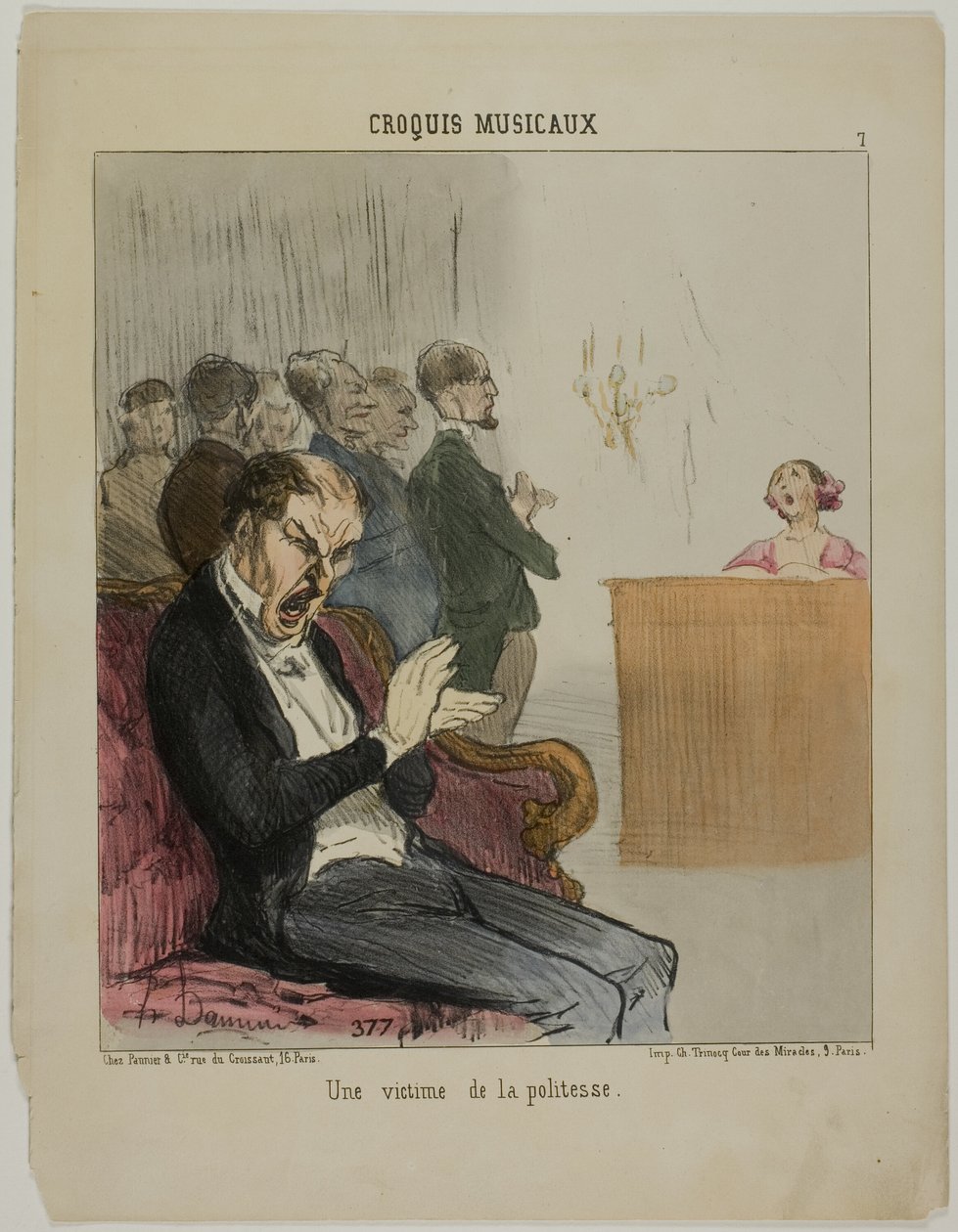 Saját udvariasságának áldozata, 7. lemez a Croquis Musicaux-ból alkotó: Honoré Victorin Daumier