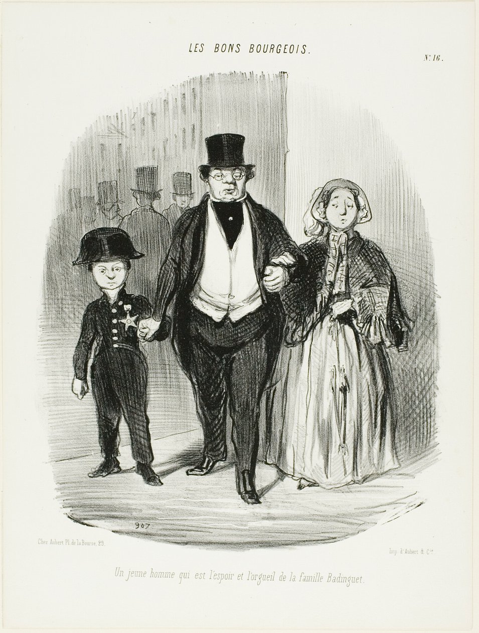 Egy fiatalember, aki a Badinguet család büszkesége és reménysége, 16. tábla a Les Bons Bourgeois-ból alkotó: Honoré Victorin Daumier