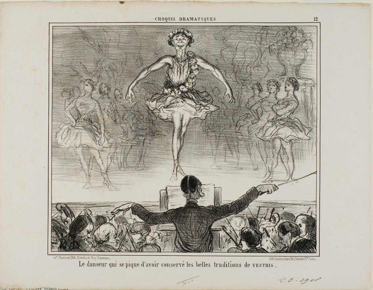 Egy táncos, aki azt állítja, hogy őrizte a VESTRI nagy hagyományát, 12. lemez a Croquis Dramatiques-ból alkotó: Honoré Victorin Daumier
