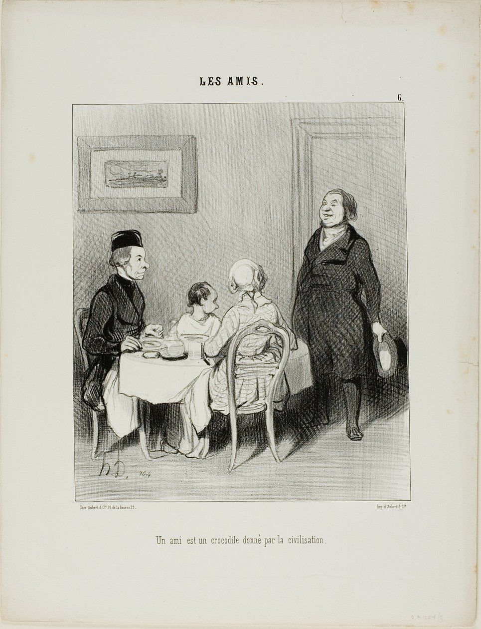 A barát a civilizáció által termelt krokodil, 6. lemez a Les Amis-ból alkotó: Honoré Victorin Daumier
