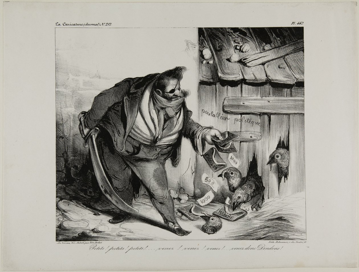 Gyere ide kis csajszi, csajszi..... Chick... Csibe, gyere kis pulyka, 442-es tányér alkotó: Honoré Victorin Daumier