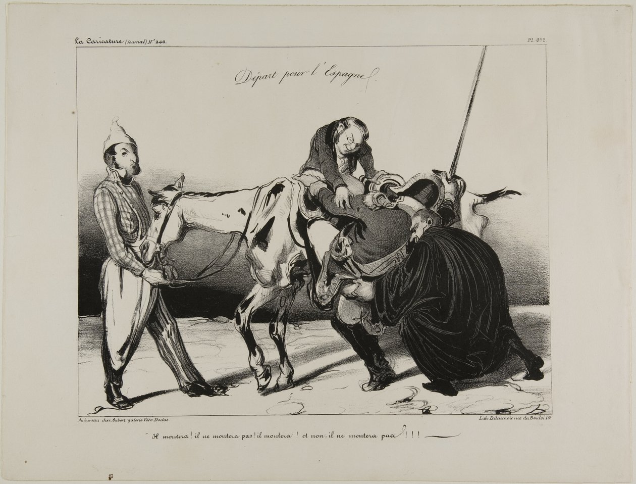 Indulás Spanyolországba. "Fel fog szállni! nem fog felszállni! fel fog szállni! és nem, nem fog felszállni!!!", 498. tábla alkotó: Honoré Victorin Daumier