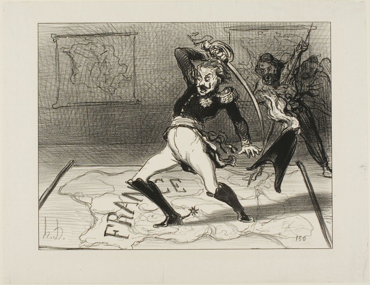 Nicolas császár dolgozik a kabinetjében, 94. tábla az Actualitésből alkotó: Honoré Victorin Daumier