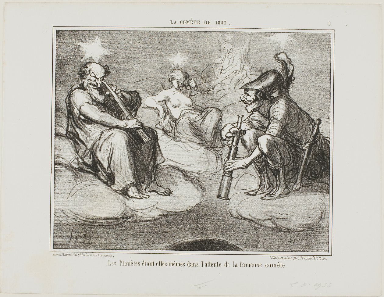 Még a bolygók is érdeklődéssel figyelik a híres üstökös érkezését, 9. lemez a La Cométe De 1857-ből alkotó: Honoré Victorin Daumier