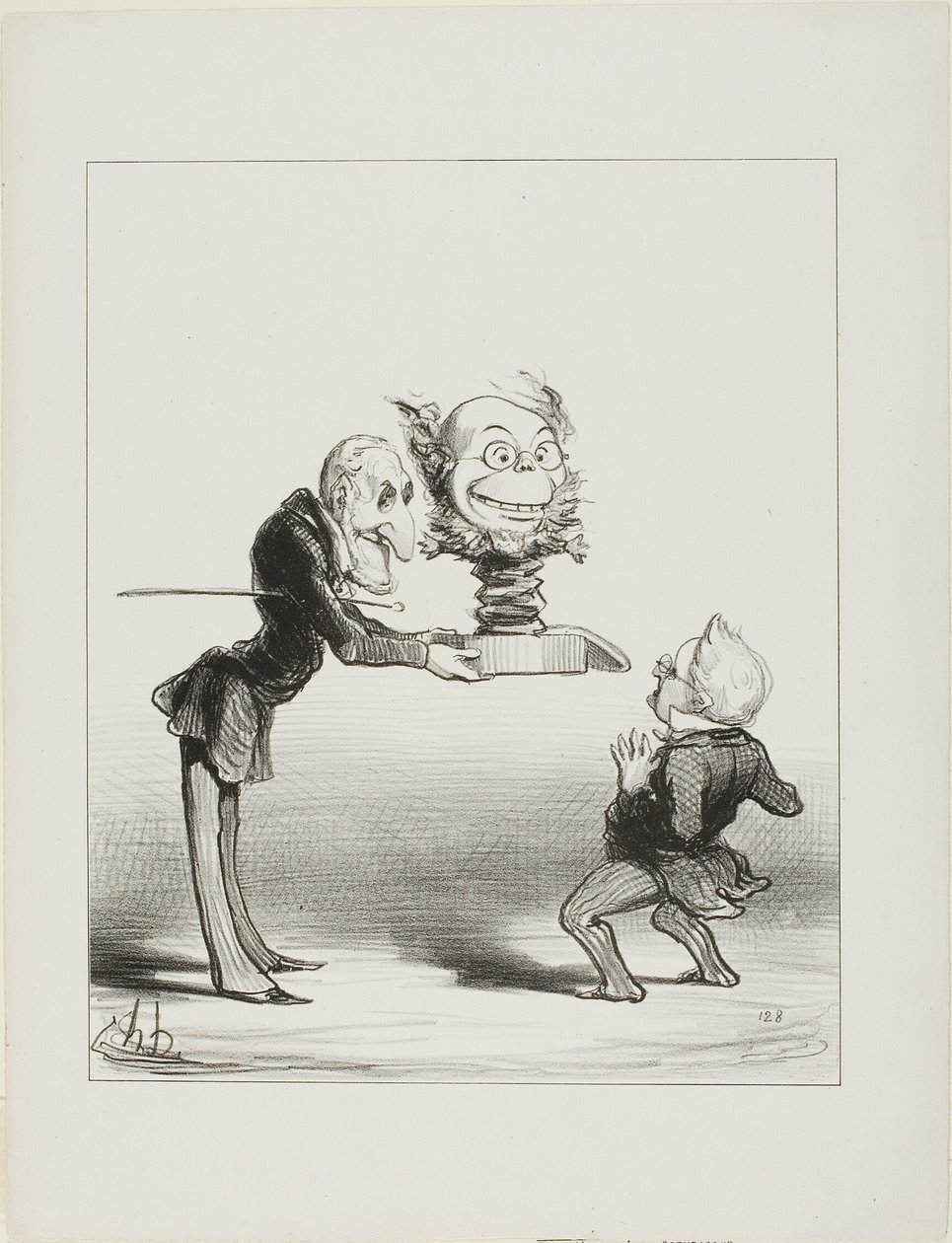 Molé atya újévi ajándékokat hoz a kis Thiers-nek, 62. tábla az Actualitésből alkotó: Honoré Victorin Daumier