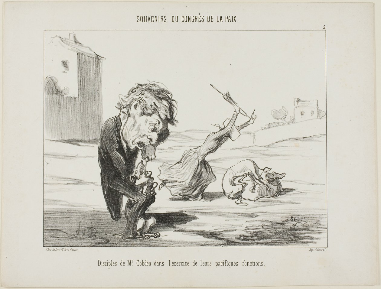 Cobden úr követői, békés funkciójukat gyakorolva, 5. tábla a Souvenirs Du Congres De La Paix című kötetből. alkotó: Honoré Victorin Daumier
