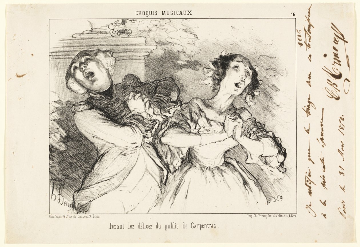 Carpentras örömeinek bemutatása a közönségnek, 16. lemez a Croquis Musicaux-ból alkotó: Honoré Victorin Daumier