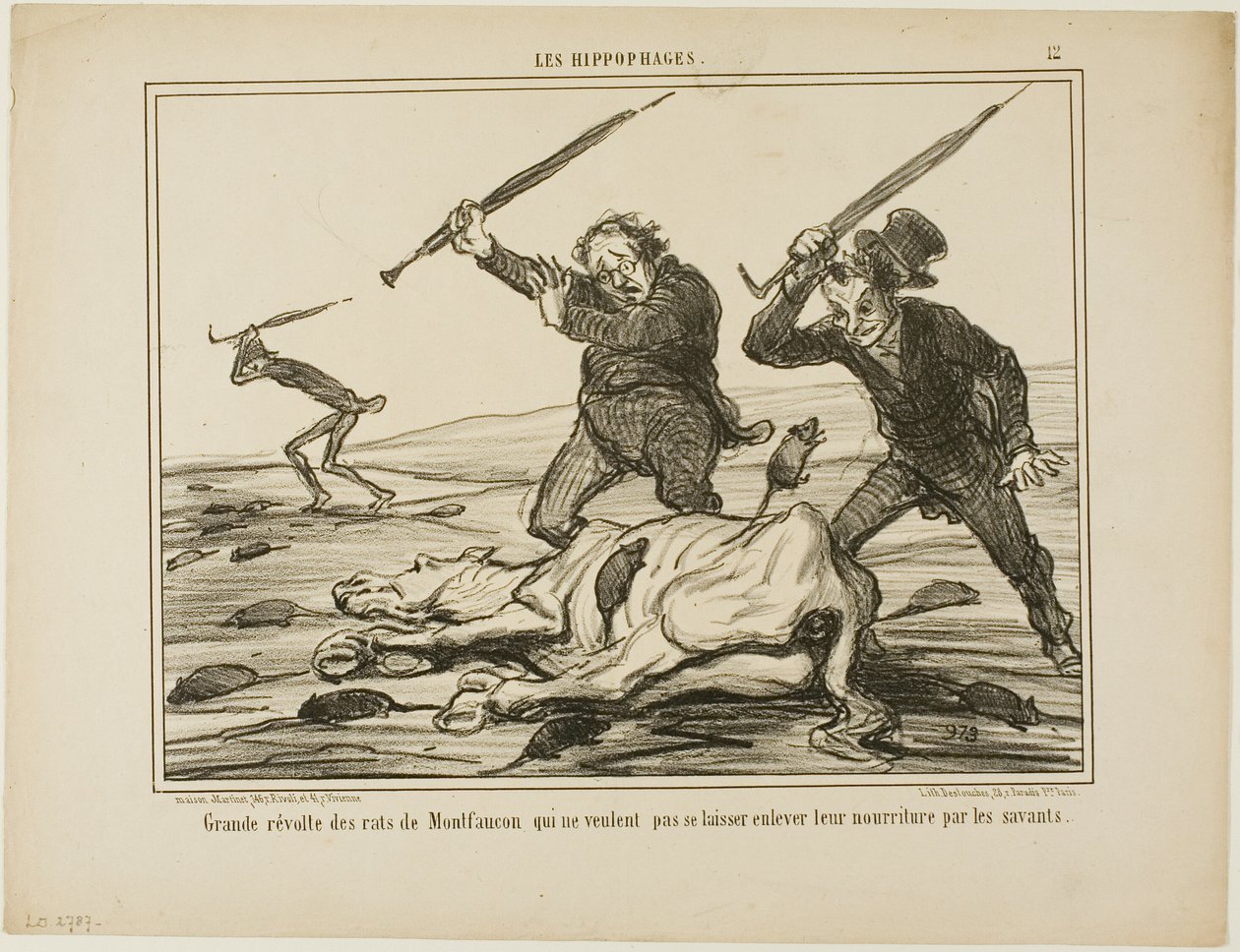 A montfauconi patkányok nagy lázadása, amelyek nem akarják, hogy a tudósok elvegyék a takarmányukat, 12. tábla a Les Hippophages-ból alkotó: Honoré Victorin Daumier