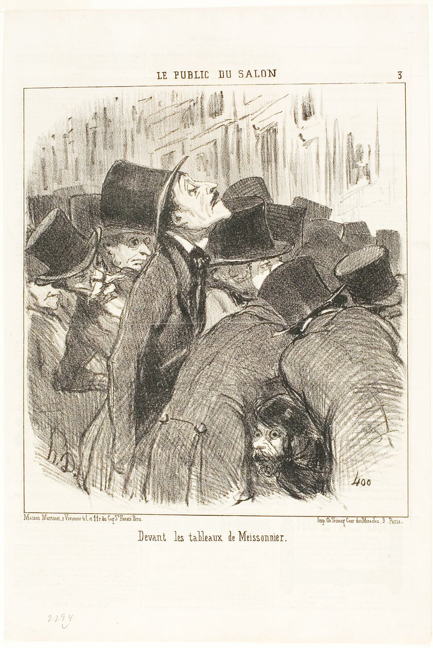 Meissonnier festményei előtt, 3. tábla a Le Public Du Salonból alkotó: Honoré Victorin Daumier