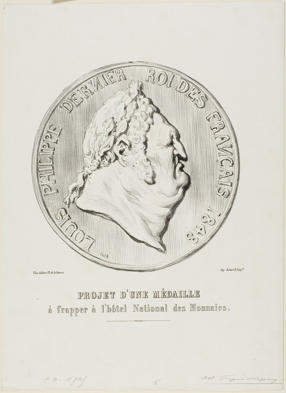Lajos Fülöp, az utolsó francia király 1848. A Nemzeti Pénzverde által gyártandó érem terve. alkotó: Honoré Victorin Daumier