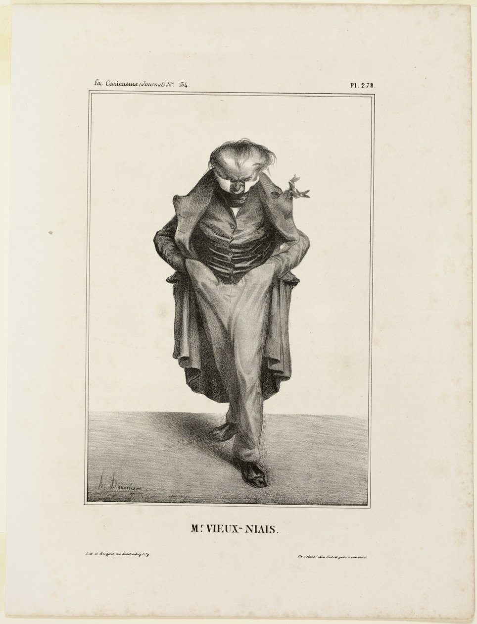Mr. Vieux-Niais, 278. tábla a Célébrités de la Caricature-ból alkotó: Honoré Victorin Daumier