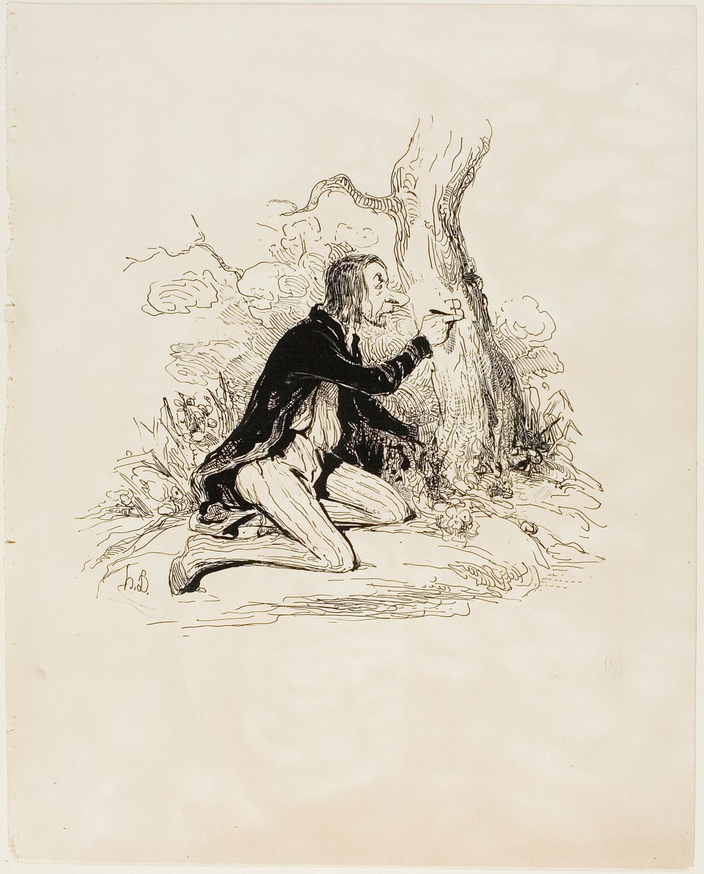Szegény fiatalember! Csak még egy levél, és erkölcsi helyzete tökéletesen világossá válik, 1. tábla a Sentimens Et Passionsa-ból alkotó: Honoré Victorin Daumier