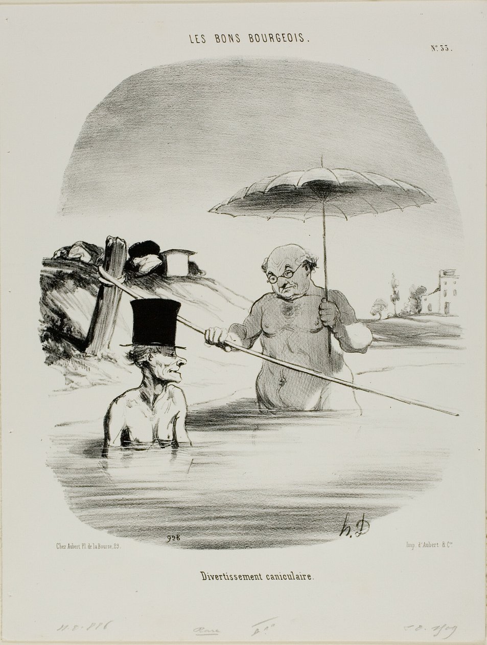 Pihenés a kutyanapok alatt, 33-as tányér a Les Bons Bourgeois-tól alkotó: Honoré Victorin Daumier