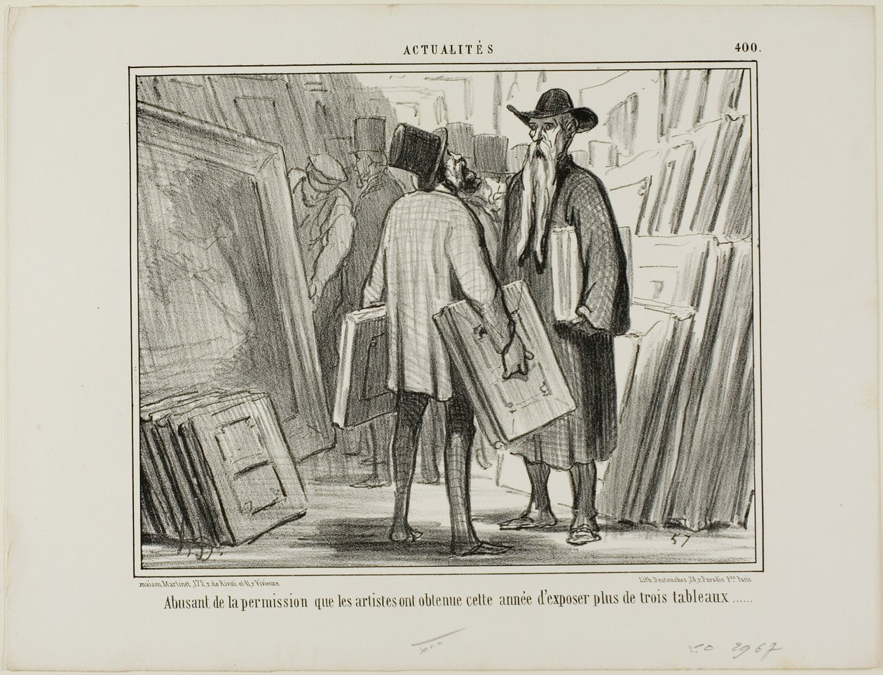 Egyes művészek kihasználják az idei engedélyt, hogy háromnál több festményt állítsanak ki, az Actualités 400-as tányérja alkotó: Honoré Victorin Daumier
