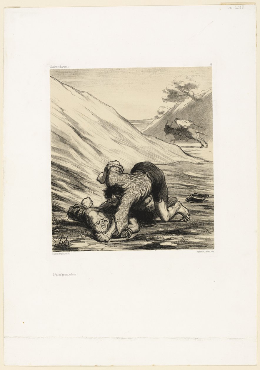 A szamár és két tolvaj, 75. tábla a Művészek emléktárgyaiból alkotó: Honoré Victorin Daumier